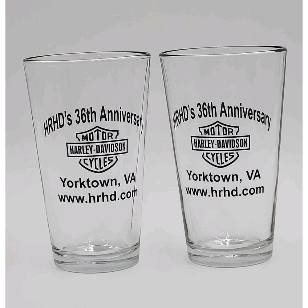 Harley-Davidson Yorktown VA 36th Anniversary Pint Glasses (Set of 2)
